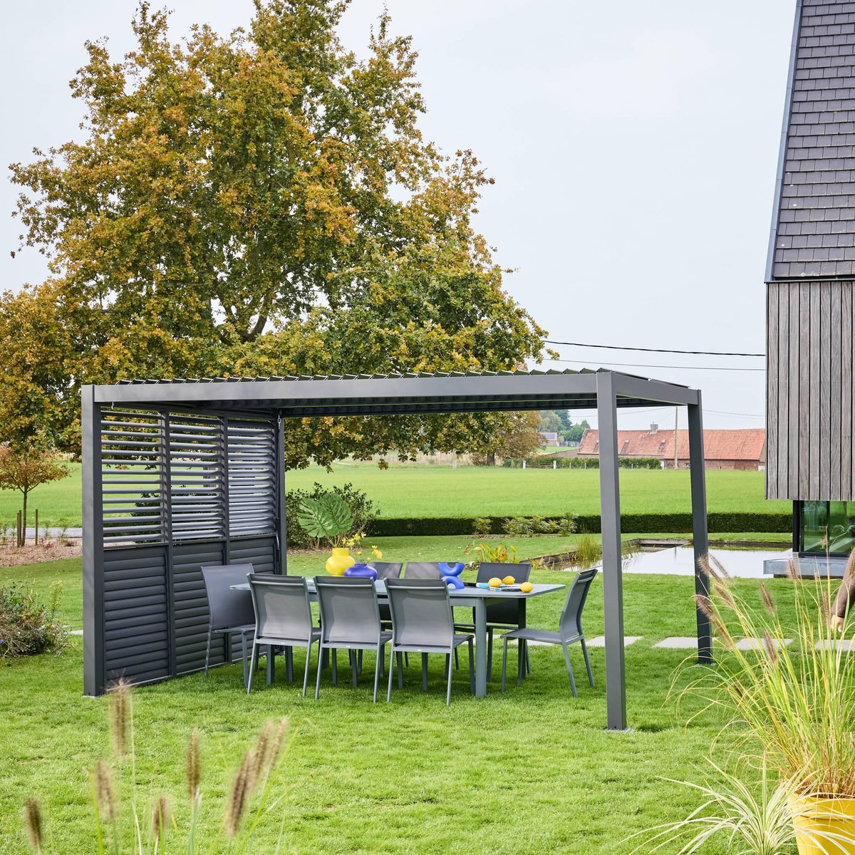 SWEEEK Persienne à lames orientables 100cm pour pergola bioclimatique aluminium anthracite Palace