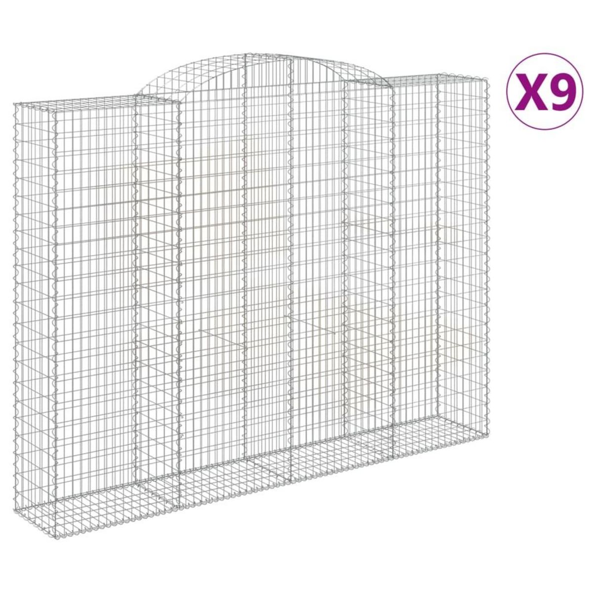 VIDAXL Paniers a gabions arques 9 pcs 300x50x220/240 cm fer galvanise