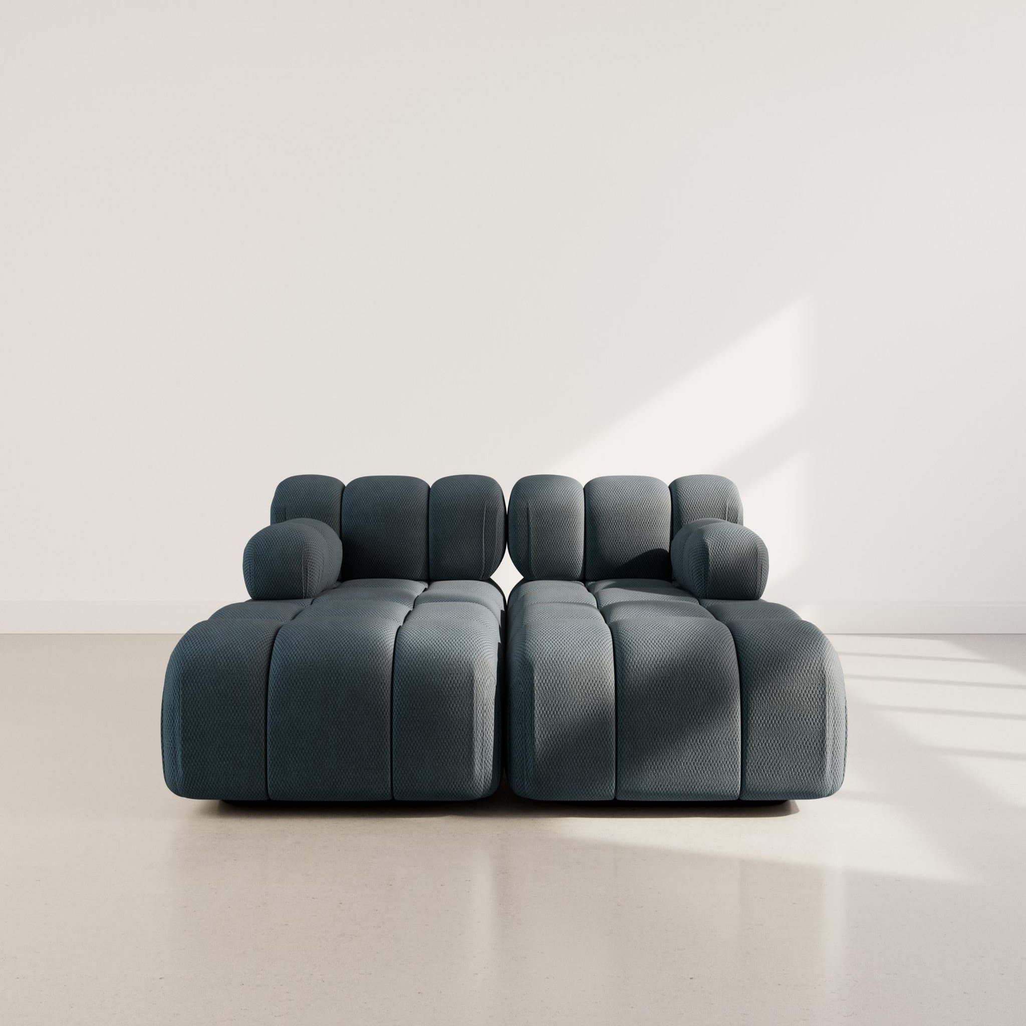 Voir la diapositive 2 : LISA DESIGN Ruby - canapé droit 4 places avec double méridienne - assise profonde - en velours texturé
