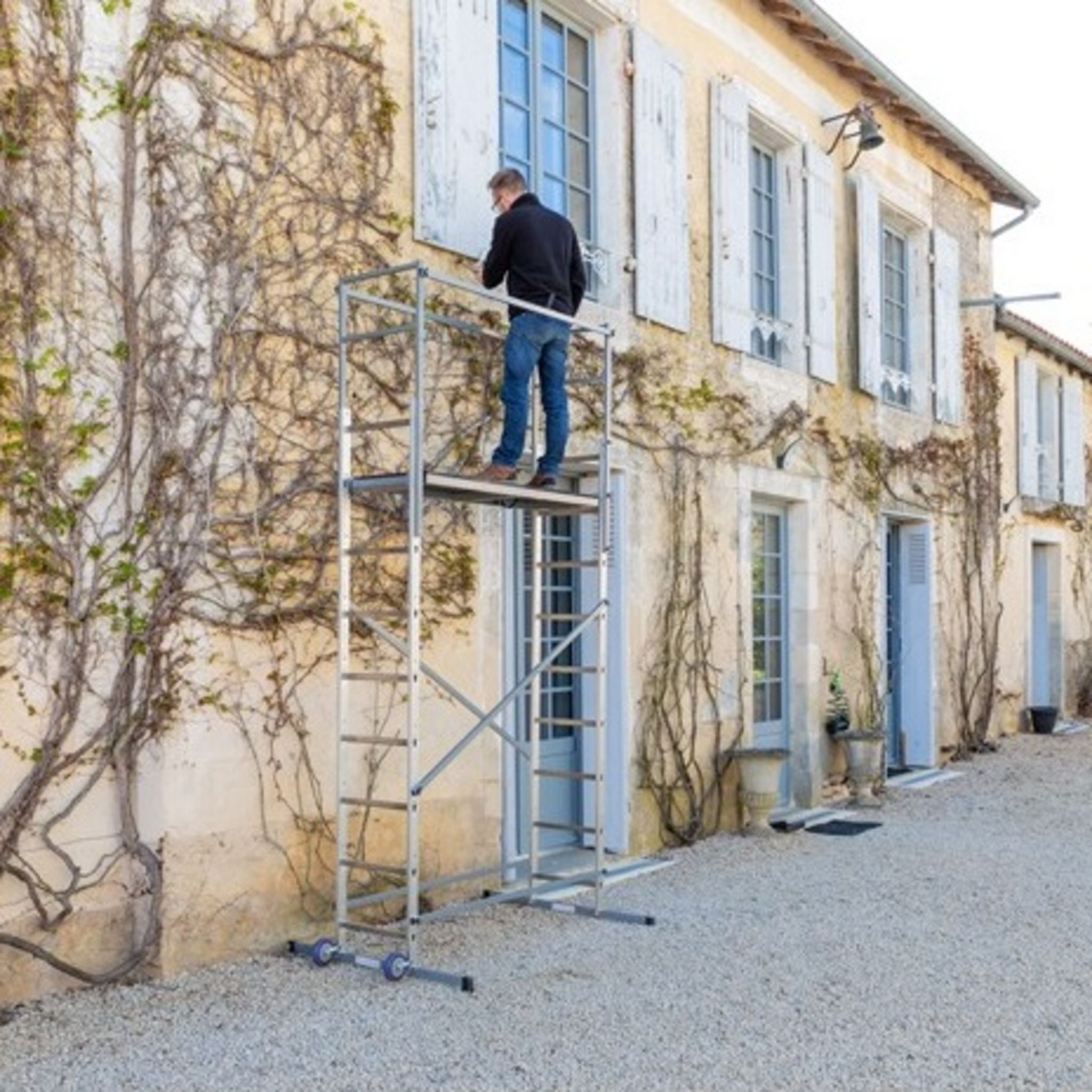 HAILO Echafaudage roulant d'escalier 5m en aluminium - HOBBYSTEP H5