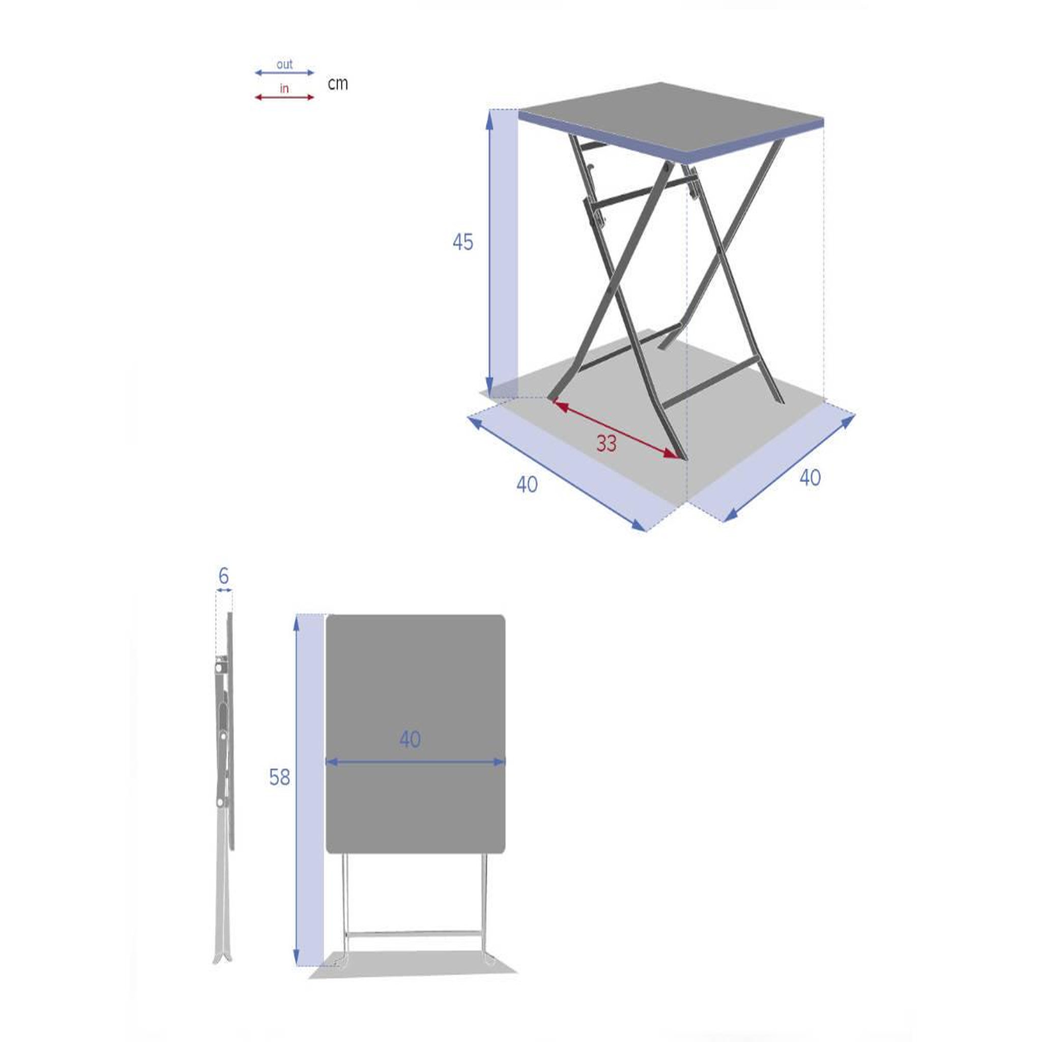 Voir la diapositive 4 : HESPERIDE Table d'appoint carrée pliante greensboro olive - 40 x 40 cm - hespéride