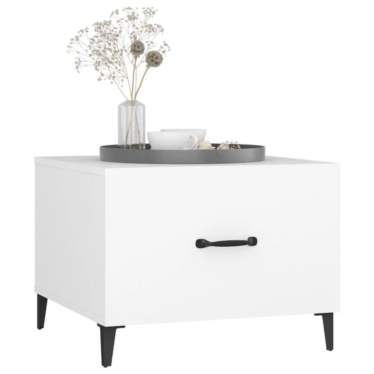 VIDAXL Table basse avec pieds en metal Blanc 50x50x40 cm