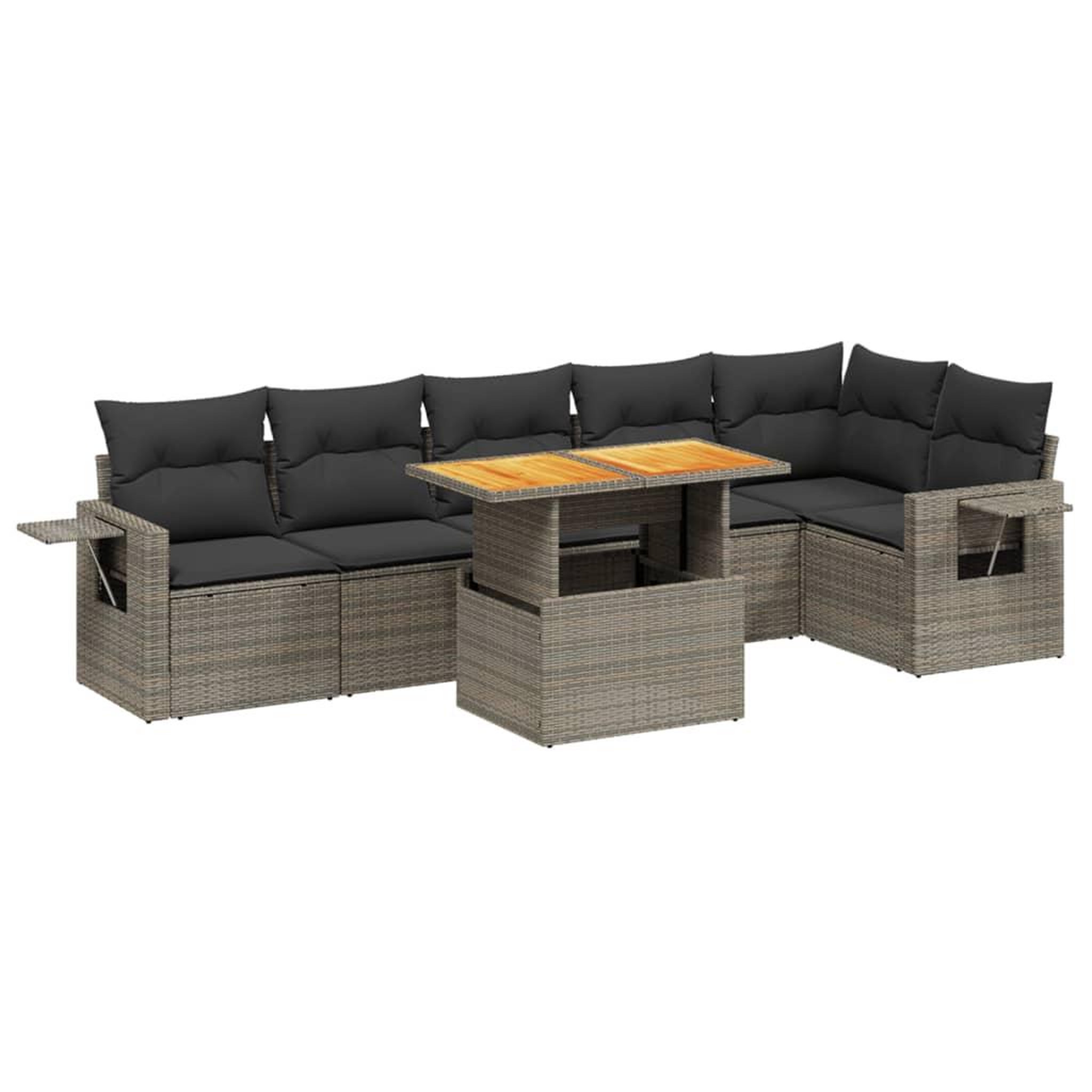 Voir la diapositive 2 : VIDAXL Salon de jardin avec coussins 7 pcs gris resine tressee