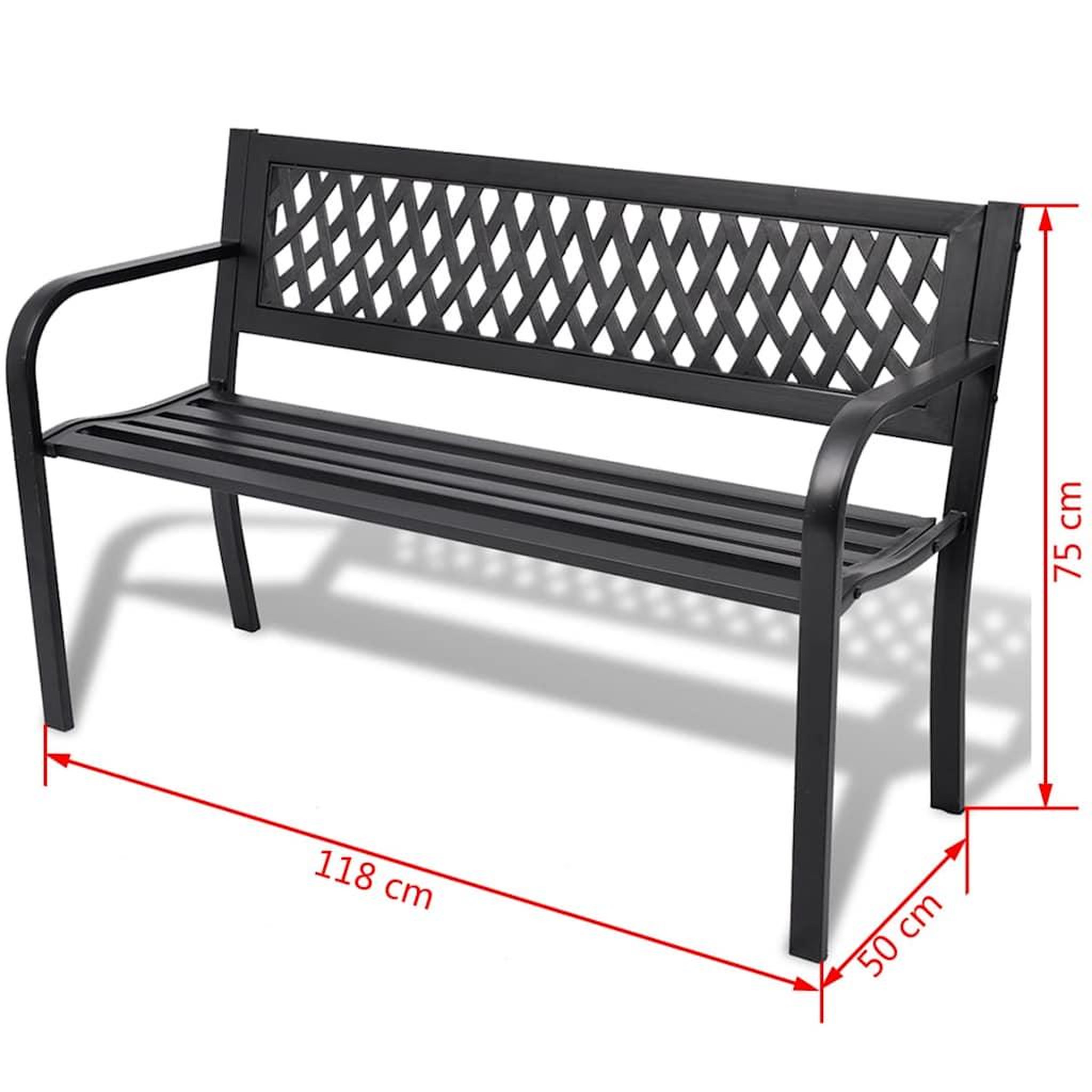 Voir la diapositive 3 : VIDAXL Banc de jardin 118 cm Acier Noir