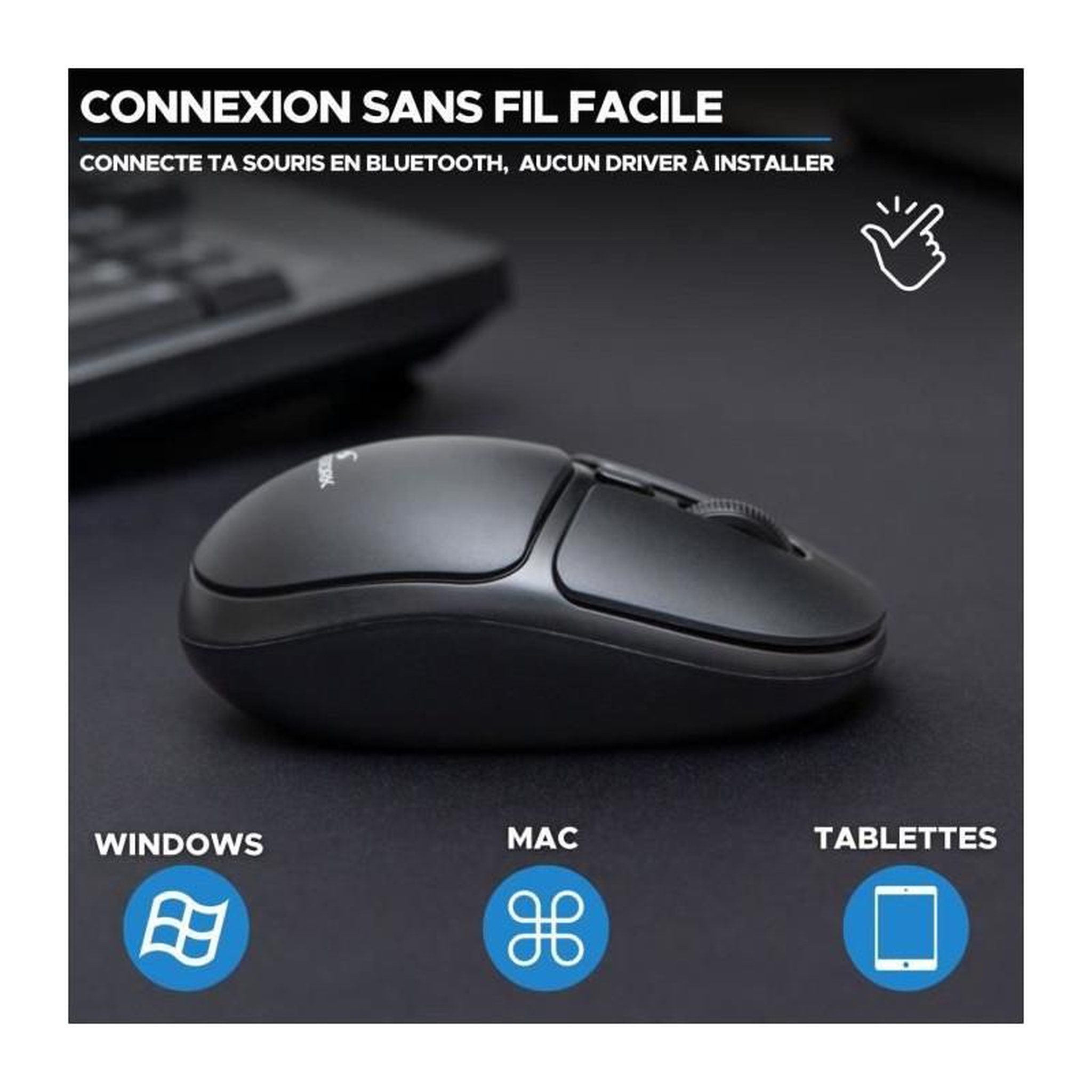 Voir la diapositive 2 : BLUESTORK Souris Sans Fil - BLUESTORK - Office 25 - PC/MAC - Noir - Connexion 2.4 GHz - Autonomie Longue Durée