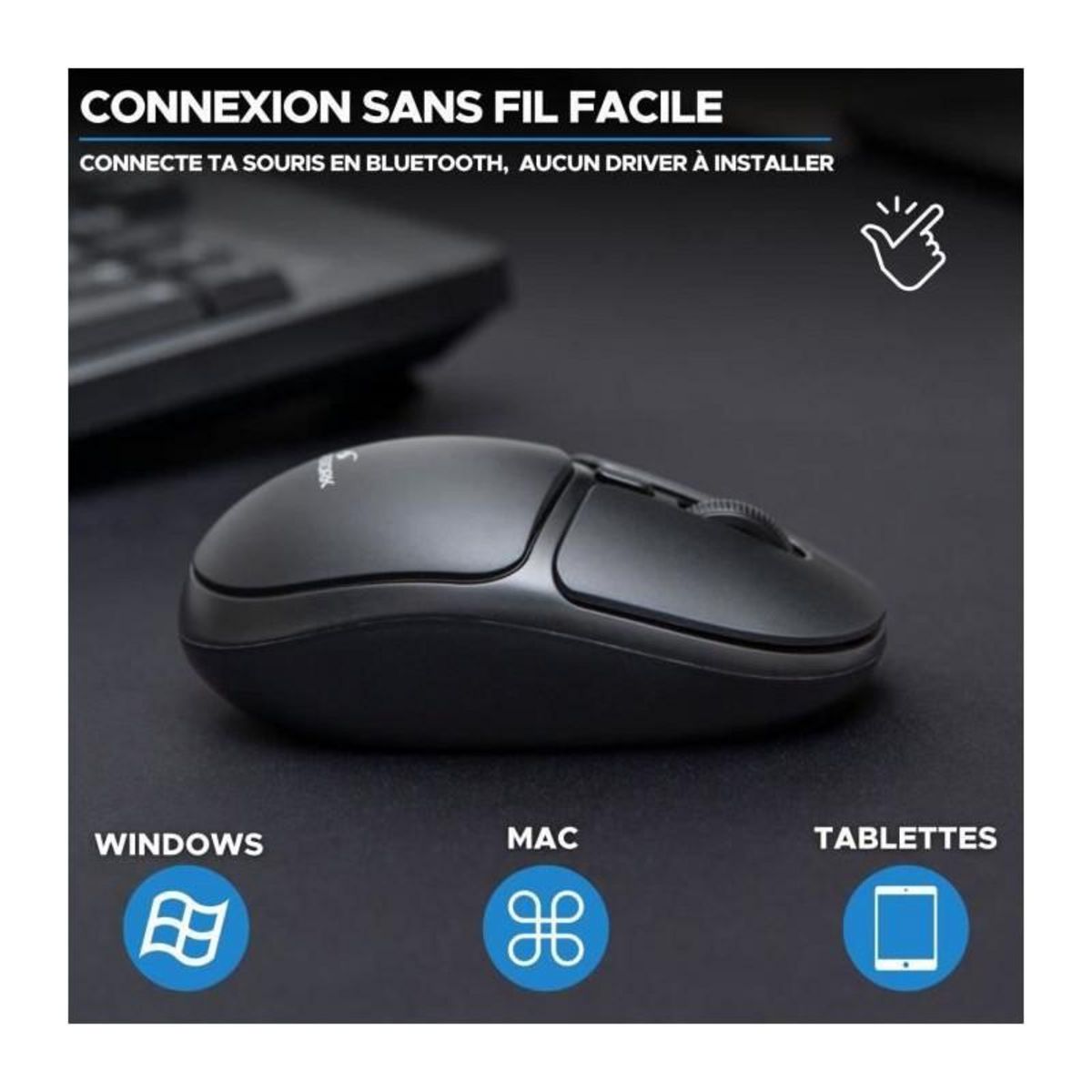 BLUESTORK Souris Sans Fil - BLUESTORK - Office 25 - PC/MAC - Noir - Connexion 2.4 GHz - Autonomie Longue Durée