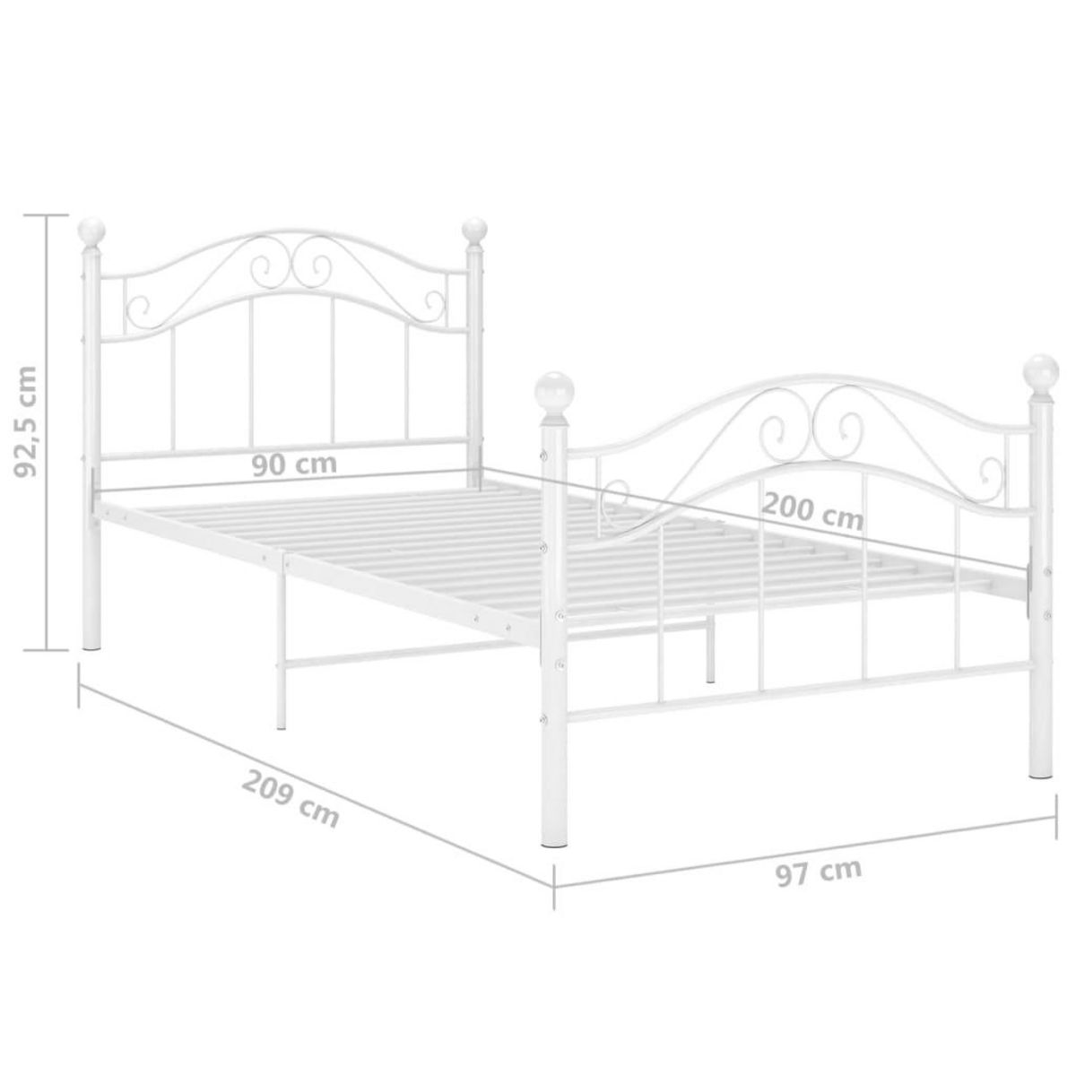 VIDAXL Cadre de lit sans matelas blanc metal 90x200 cm