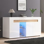 Voir la diapositive 4 : MERAX Buffet 3 porte(s) 0 tiroir(s) - 140 cm blanc+naturel led panneau de particules