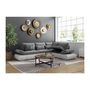 Voir la diapositive 2 : LOUNGITUDE Canapé d'angle réversible convertible SEVARA 4 places - PU blanc et tissu gris clair - Coffre de rangement - L267 x P200 x H90