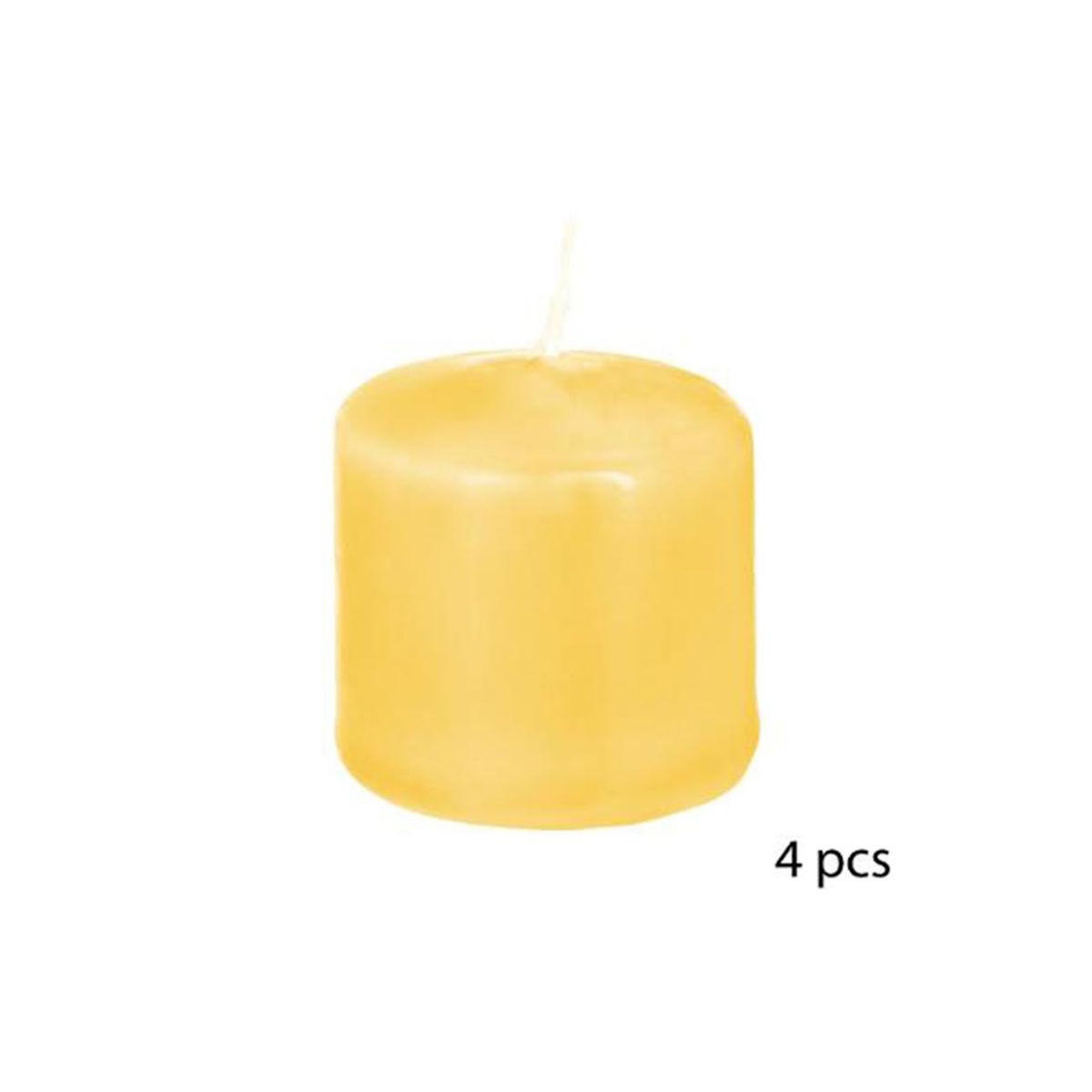 COMPTOIR DE LA BOUGIE Lot de 4 Bougies Votives  Hugo  3cm Jaune