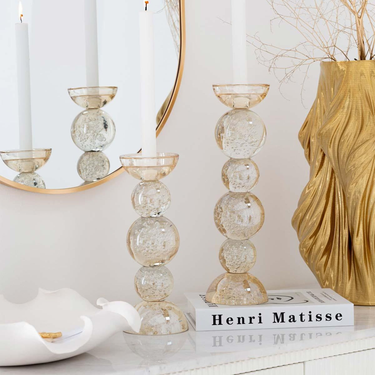 Paris Prix Chandelier Design en Verre  Davis  34cm Champagne