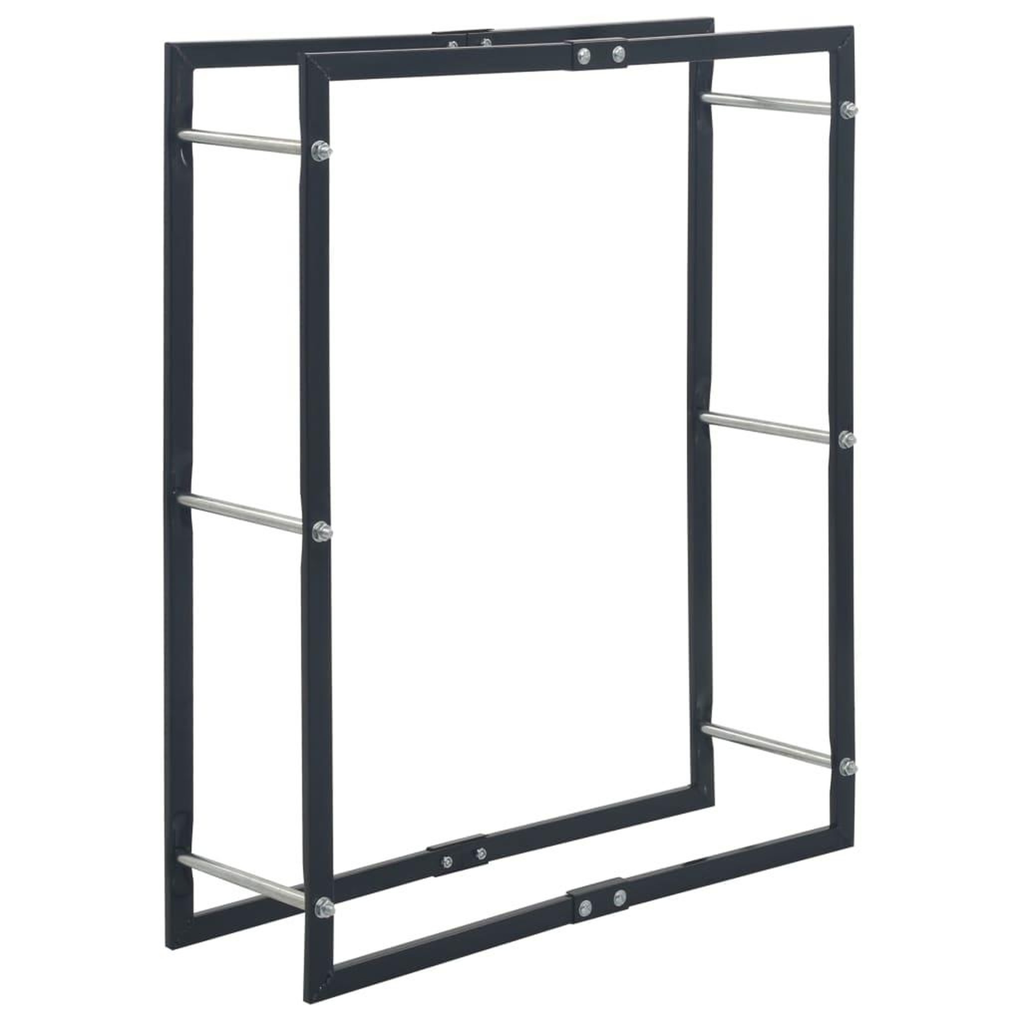 VIDAXL Portant de bois de chauffage Noir 80x25x100 cm Acier