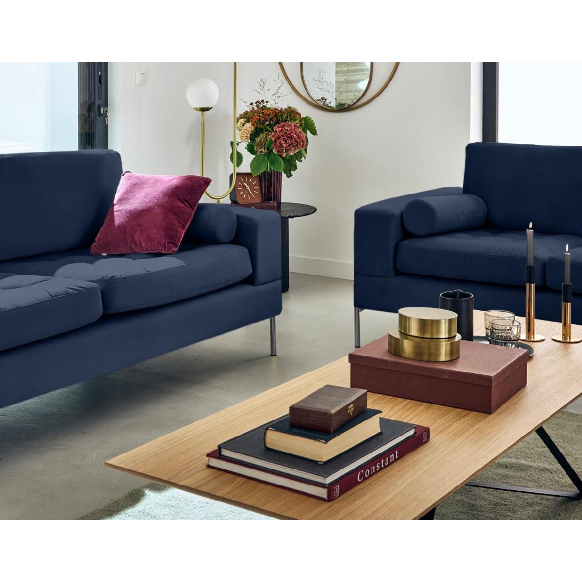 LISA DESIGN Isaure - canapé droit 3 places en velours