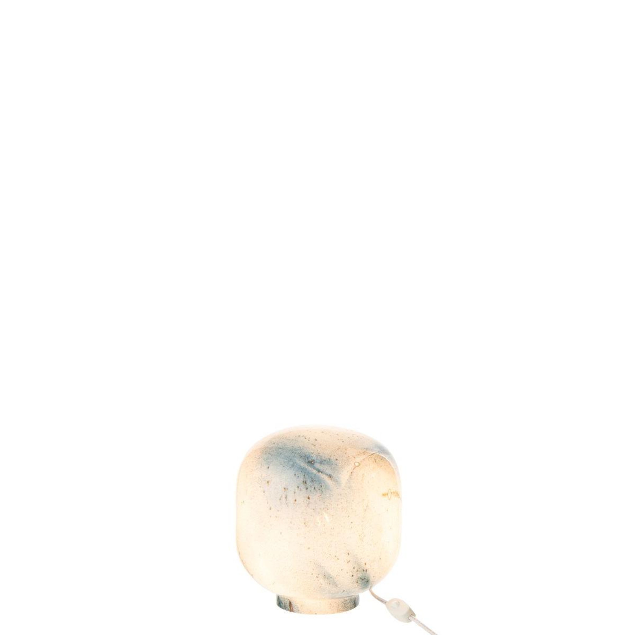 Voir la diapositive 2 : J-LINE Lampe à poser en verre  bola  21cm bleu & blanc