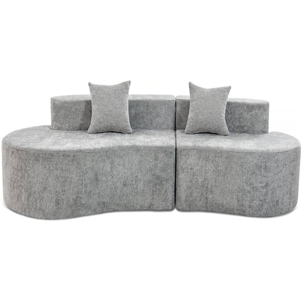 Habitat et Jardin Canapé virgule en tissu texturé  Avola  - 3 places - Gris