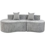 Habitat et Jardin Canapé virgule en tissu texturé  Avola  - 3 places - Gris