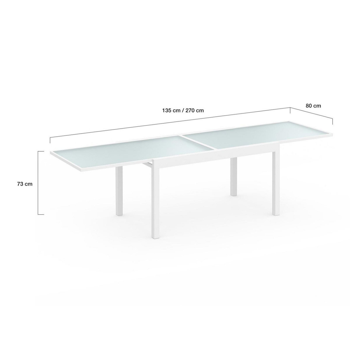 ID MARKET Salon de jardin MADRID table extensible 135-270 CM et 12 chaises empilables blanc et beige