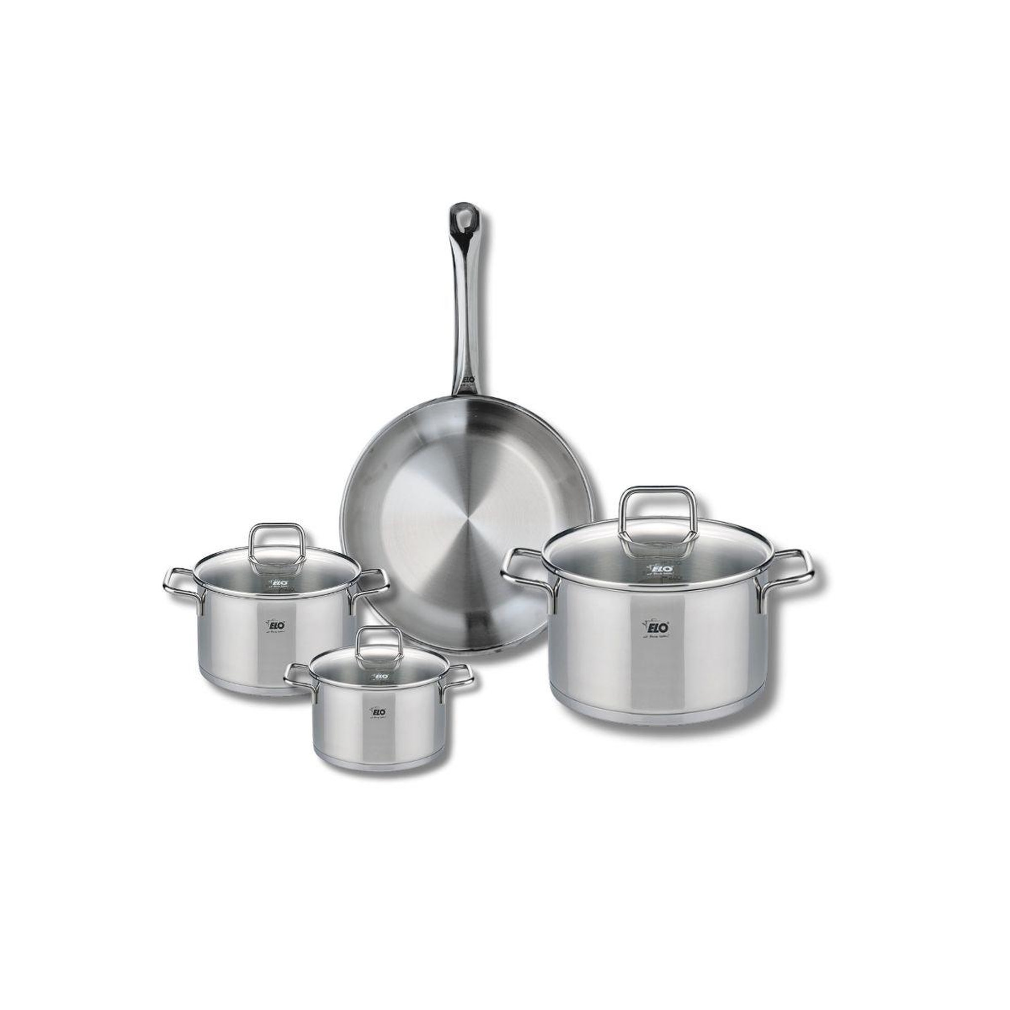 ELO Ensemble de 1 poêle de cuisson 24 cm et 3 faitouts 12, 14 et 20 cm elo profi citrin