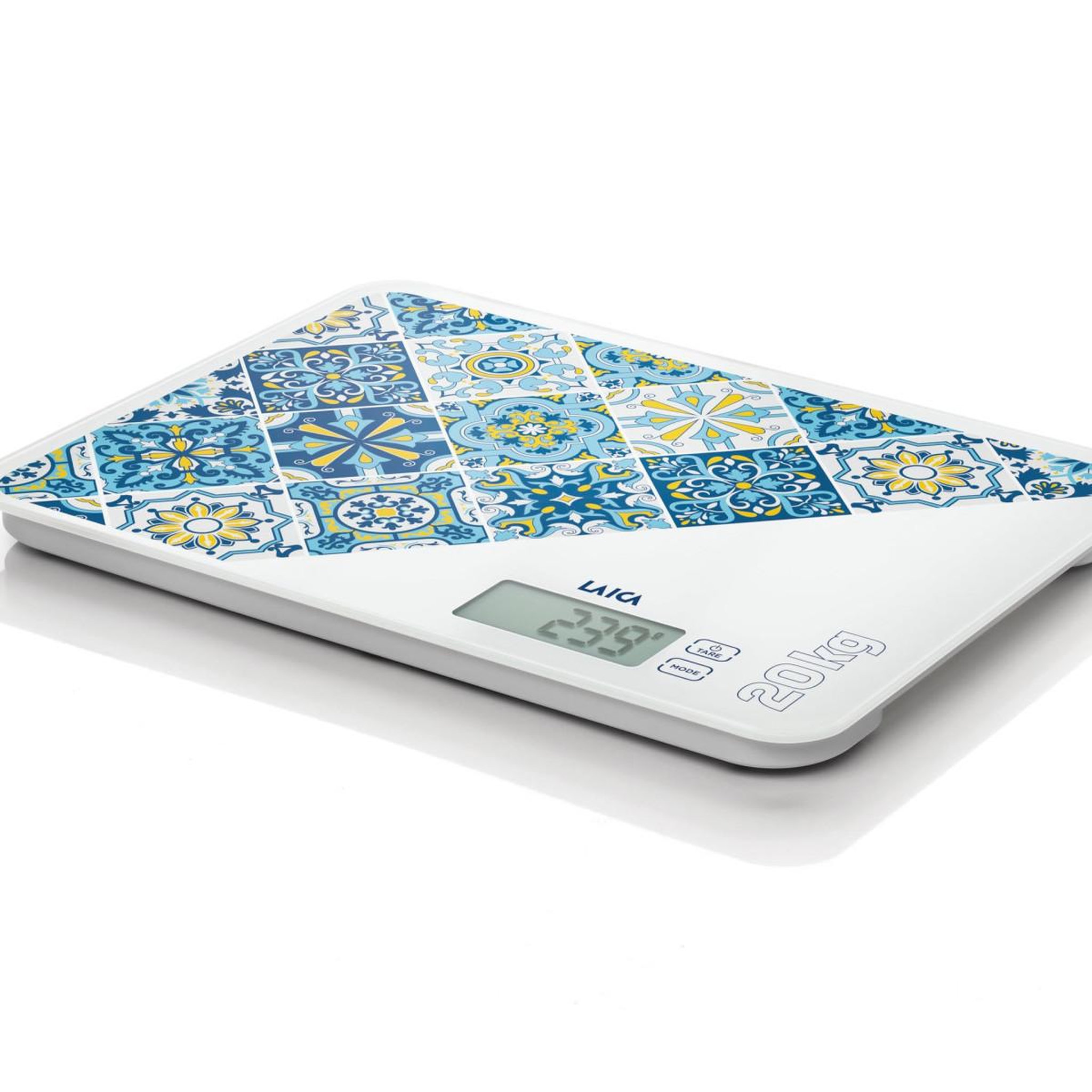 LAICA Laica Balance de Cuisine Digitale KS5021 - 20Kg/5G - Écran LCD - Fonction Tare Et Bloccapeso - Calcule Volume Eau - Verre Trempé - Bleu