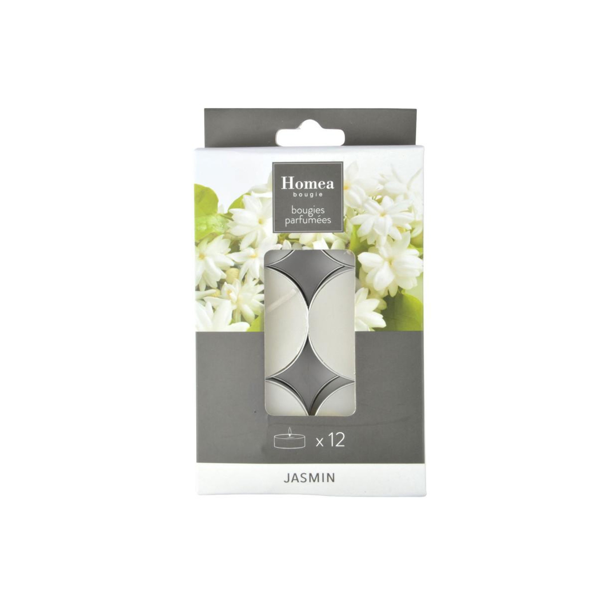 Voir la diapositive 3 : HOMEA Lot de 12 bougies chauffe-plat  essentiel ii  3,5cm jasmin