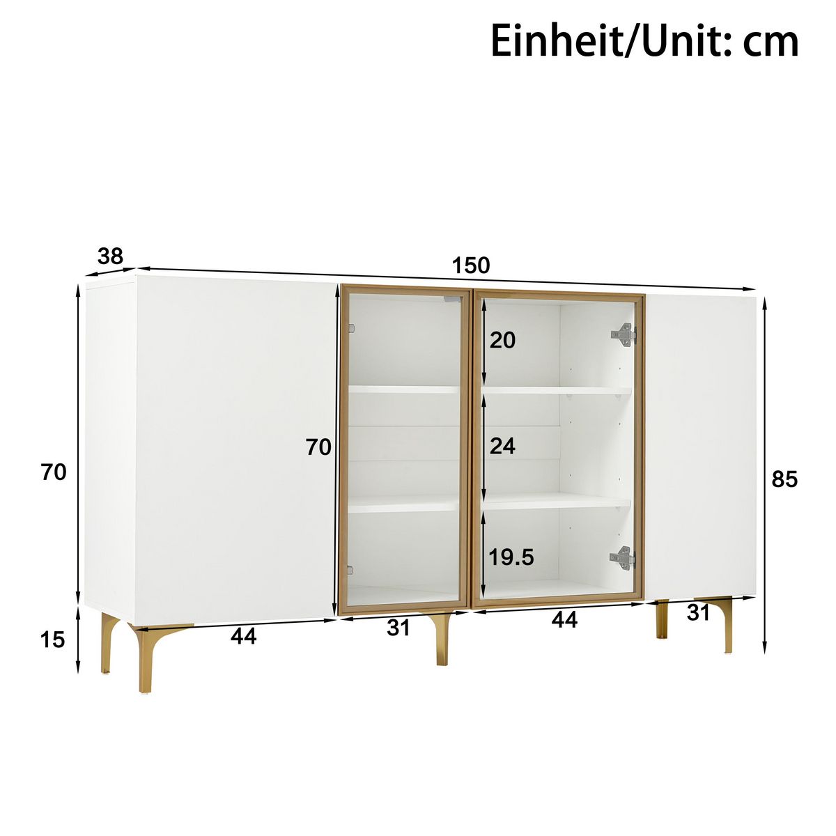 MERAX Buffet 4 porte(s) 0 tiroir(s) - 150 cm blanc mdf