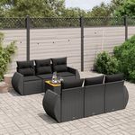 VIDAXL Salon de jardin 7 pcs avec coussins noir resine tressee