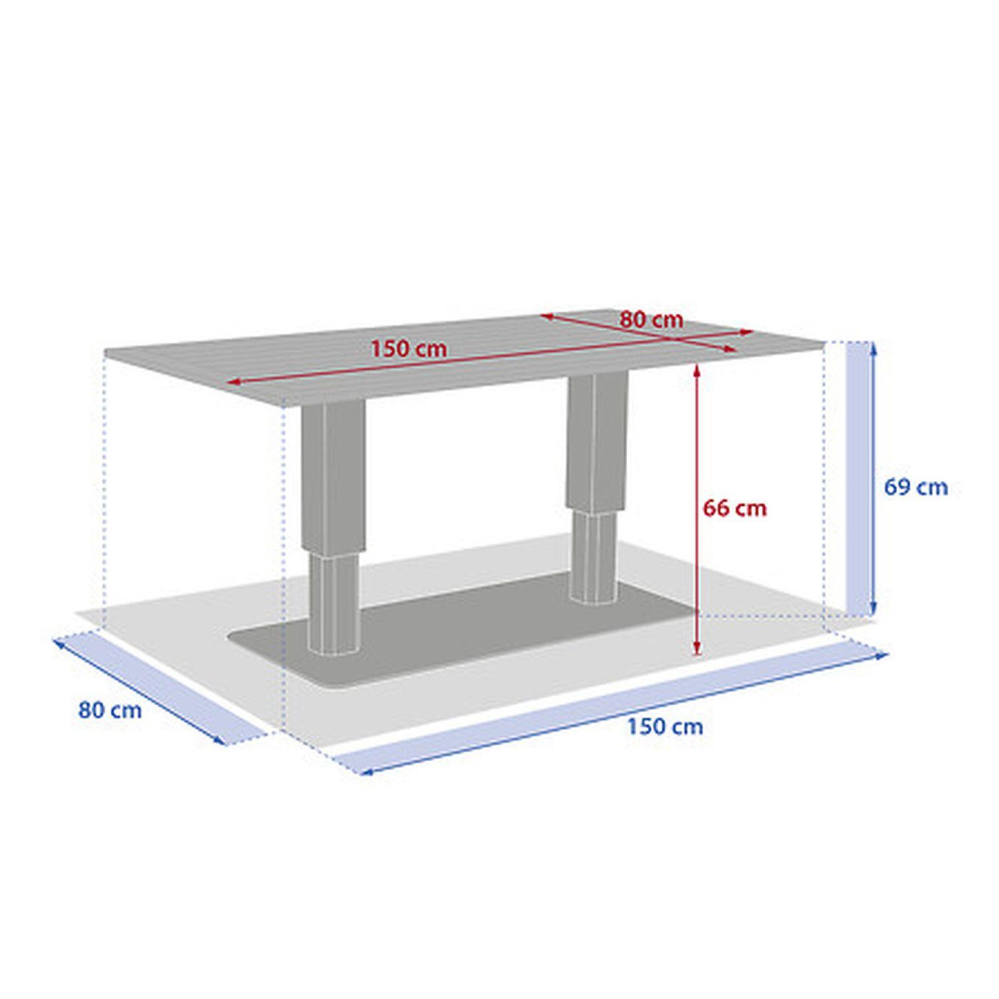 Voir la diapositive 2 : HESPERIDE Table de jardin relevable rectangulaire en aluminium salimia - gris graphite