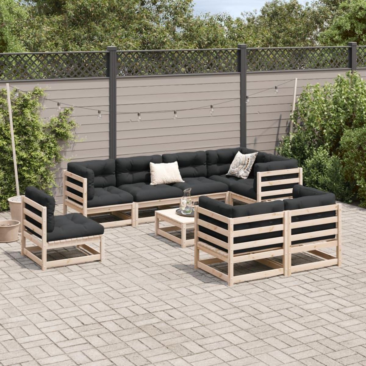 VIDAXL Salon de jardin 9 pcs bois de pin massif
