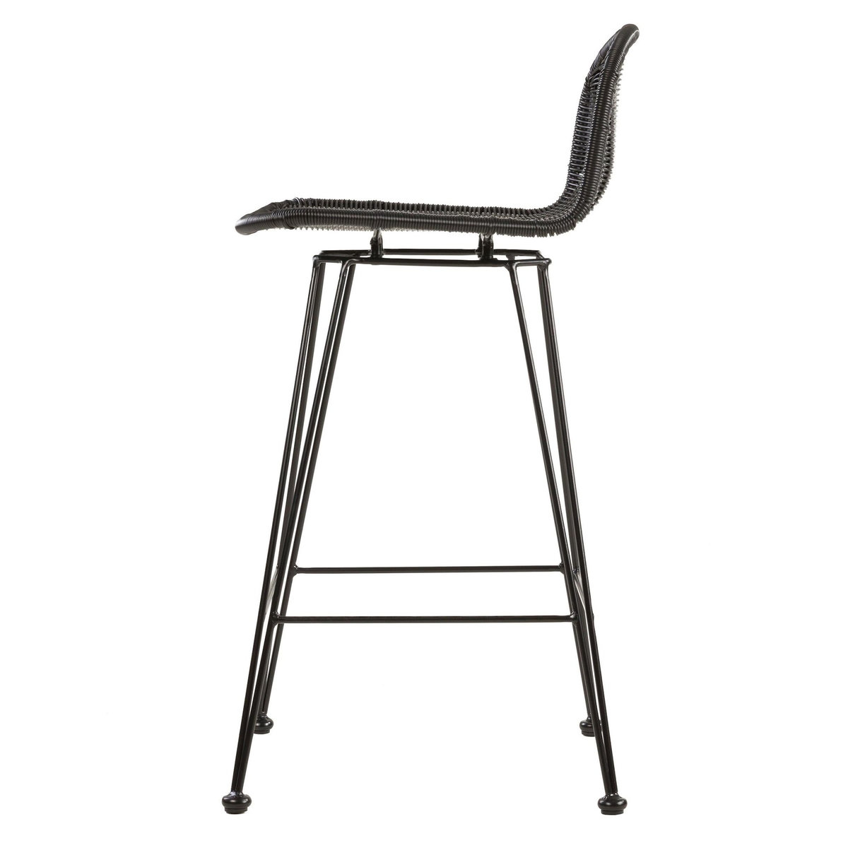 Rendez vous déco Lot de 2 chaises de bar mi-hauteur 63 cm en résine tressée noire-Jigani