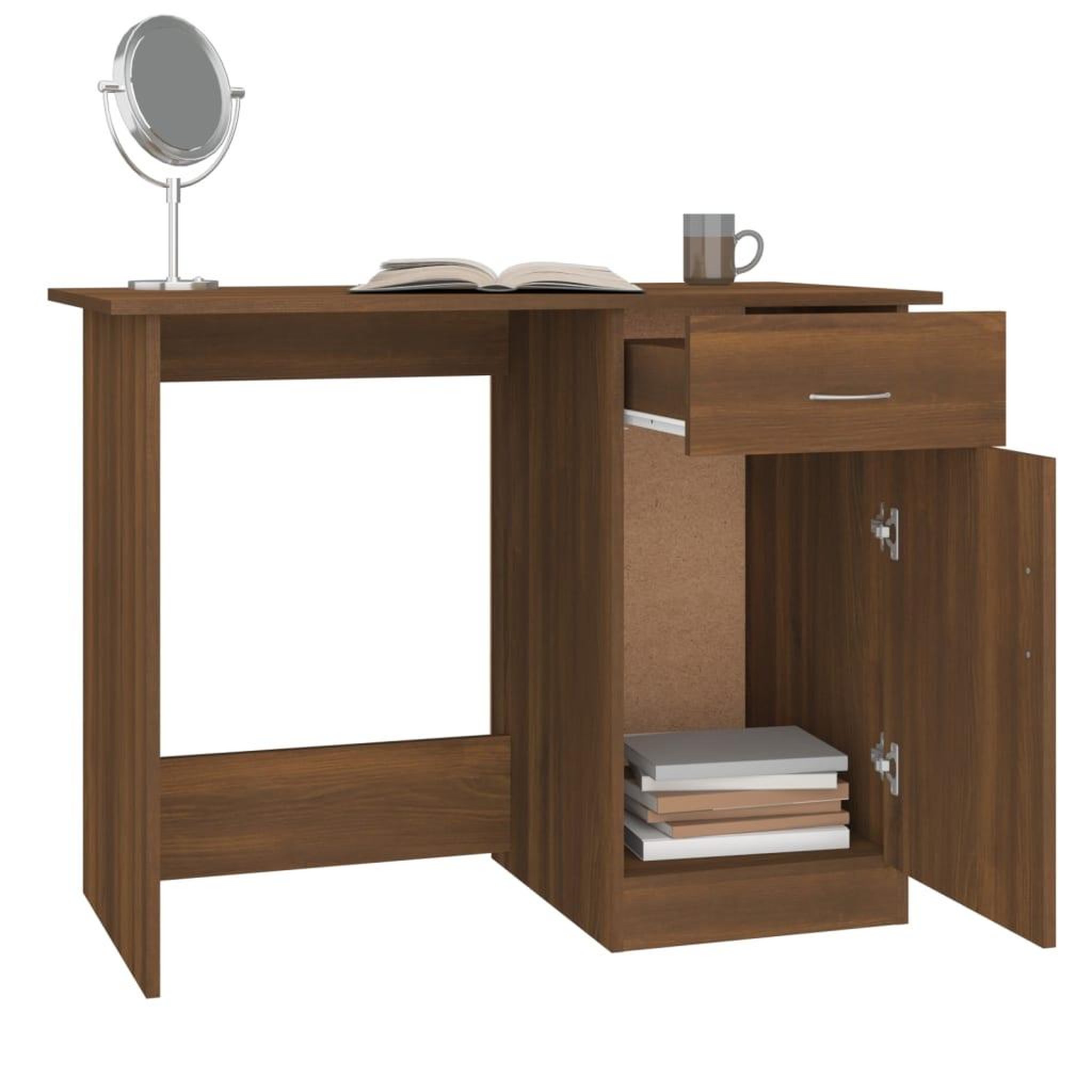 Voir la diapositive 5 : VIDAXL Bureau Chene marron 100x50x76 cm Bois d'ingenierie