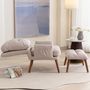 Voir la diapositive 3 : MERAX Fauteuil Scandinave + Pouf Tissu Beige