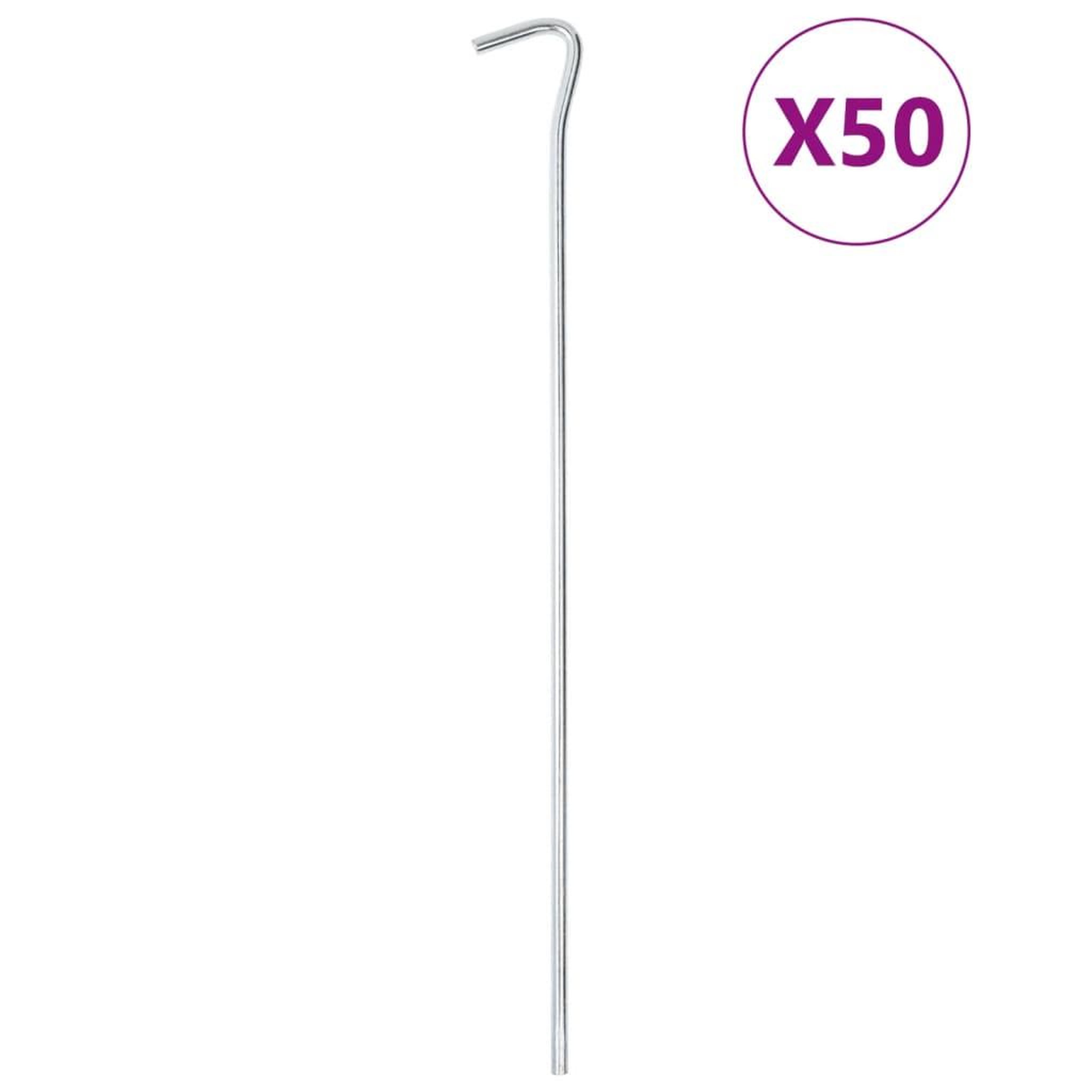 VIDAXL Piquets de tente 50 pcs 30 cm Ø7 mm acier galvanise