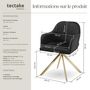 Voir la diapositive 6 : tectake Chaise pivotante en velours rembourrée noir/or Lot de 4
