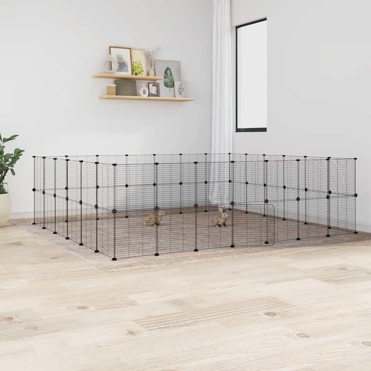 VIDAXL Cage animaux de compagnie a 52 panneaux et porte Noir 35x35 cm
