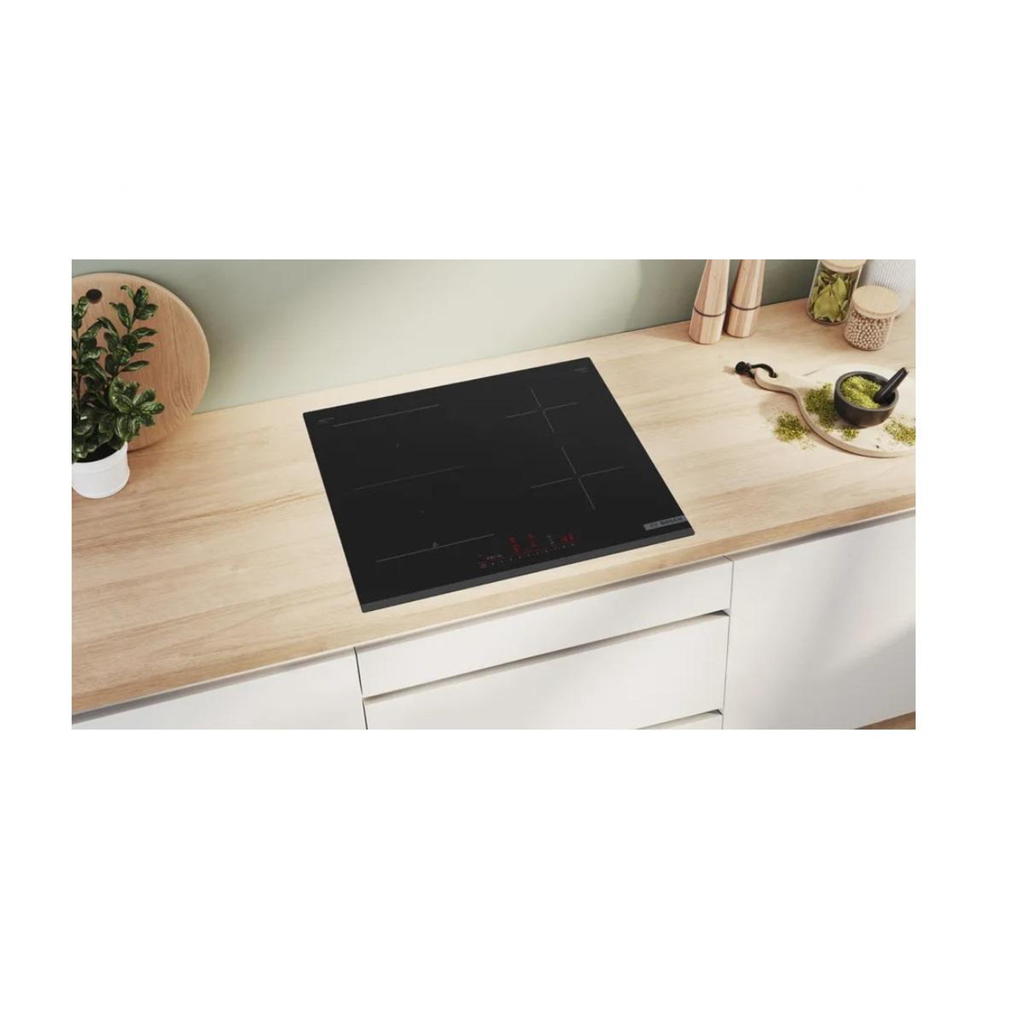 Voir la diapositive 4 : BOSCH Table de cuisson induction 60cm 4 feux 6900w noir - PVS63KHC1E