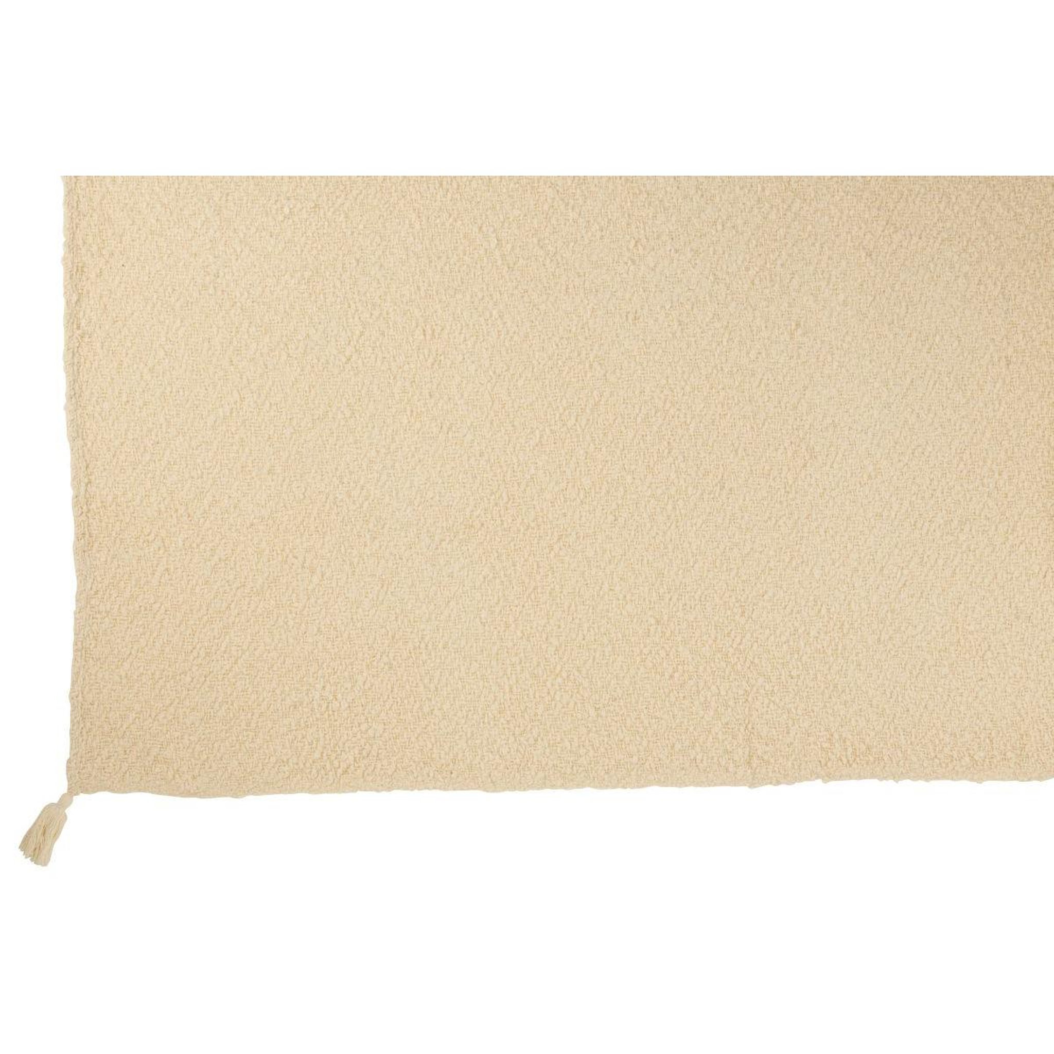 Voir la diapositive 2 : J-LINE Plaid uni en coton  floches  130x180cm crème