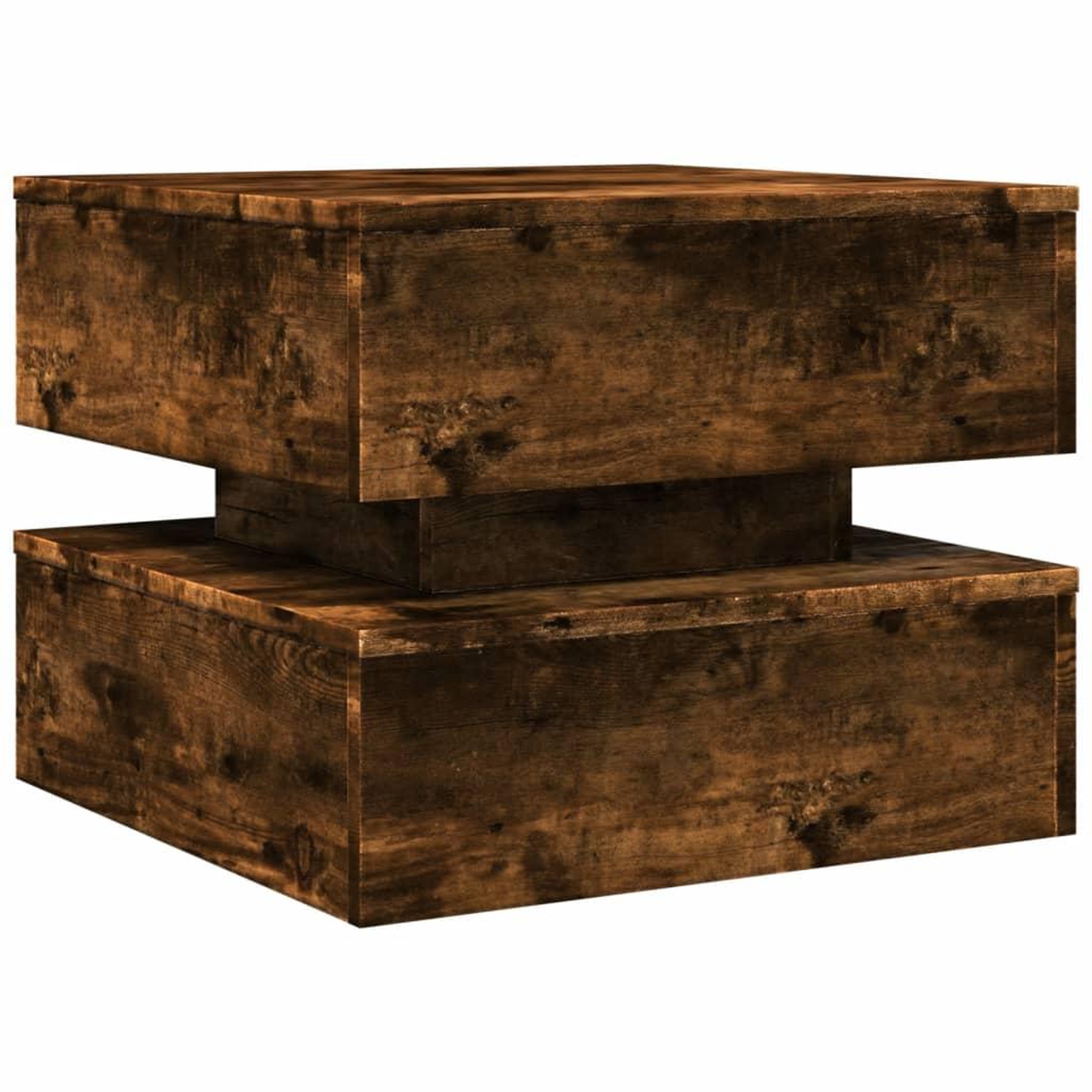 Voir la diapositive 3 : VIDAXL Table basse avec lumieres LED chene fume 50x50x40 cm