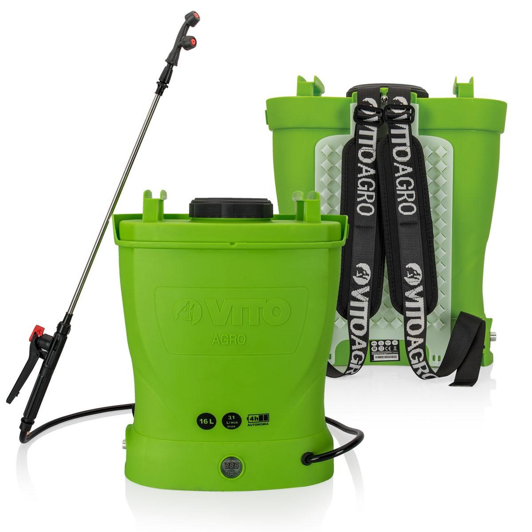 Voir la diapositive 2 : VITO Garden Pulvérisateur electrique 16l à batterie 12v 8ah 6 bars - pulvérisateur toiture avec lance télescopique, 3 buses et chargeur vito