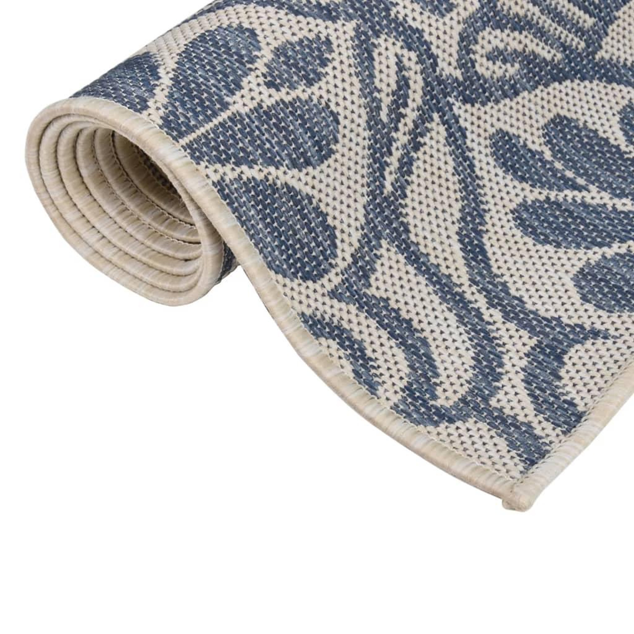 Voir la diapositive 3 : VIDAXL Tapis a tissage plat d'exterieur 120x170 cm Motif bleu