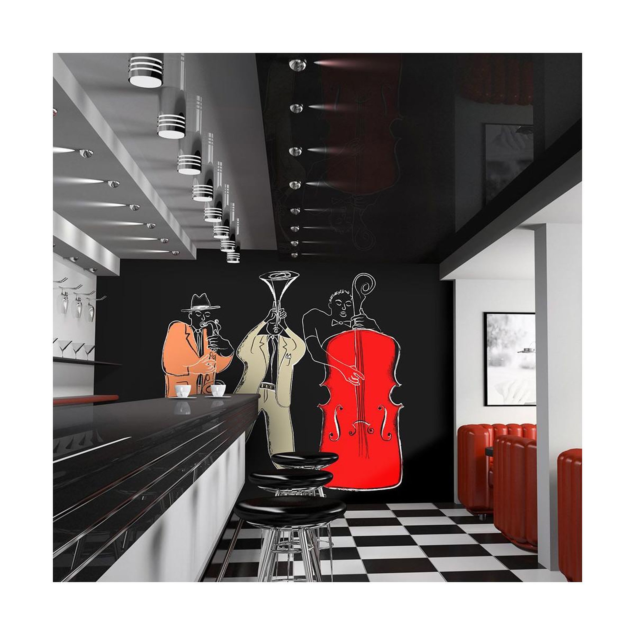 Voir la diapositive 1 : Paris Prix Papier Peint  Instruments de Musique Jazz