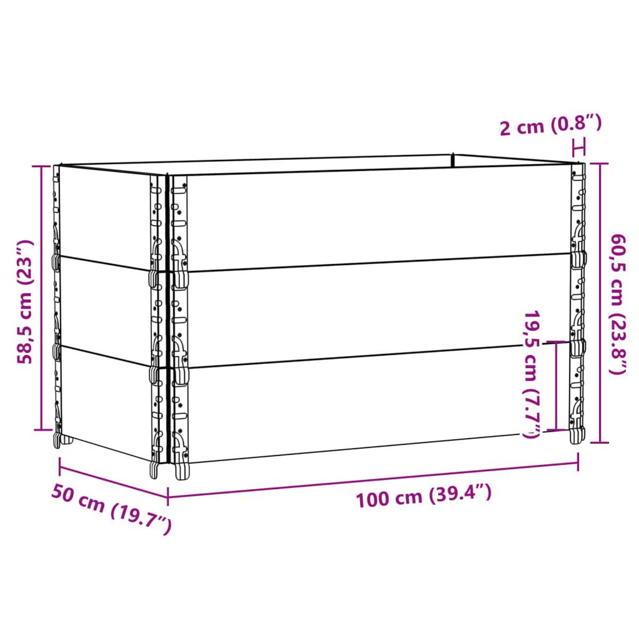Voir la diapositive 6 : VIDAXL Jardiniere gris 100x50 cm bois massif de pin