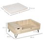 Voir la diapositive 3 : PAWHUT Canapé chien chat style cosy naturel - coussin aspect fourrure blanc et coffre inclus - dim. 89L x 56l x 31H cm - pieds acier en épingles lit MDF aspect bois clair naturel