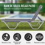 Voir la diapositive 4 : OUTSUNNY Bain de soleil transat design contemporain dossier inclinable multi-positions alu textilène gris