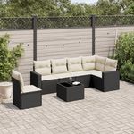 VIDAXL Salon de jardin 7 pcs avec coussins noir resine tressee