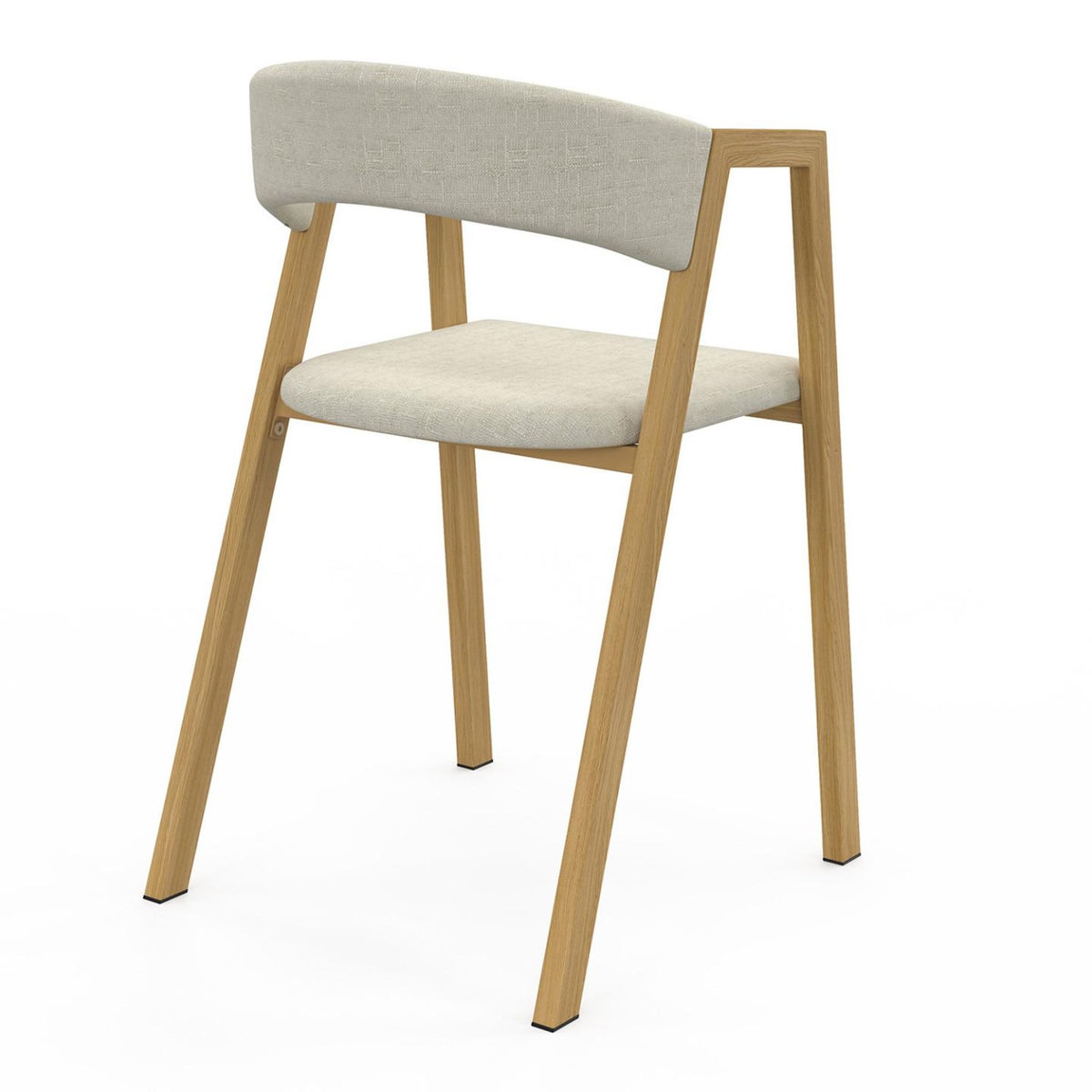 ID MARKET Lot de 4 chaises CAMILLE en métal effet bois et tissu beige avec accoudoirs