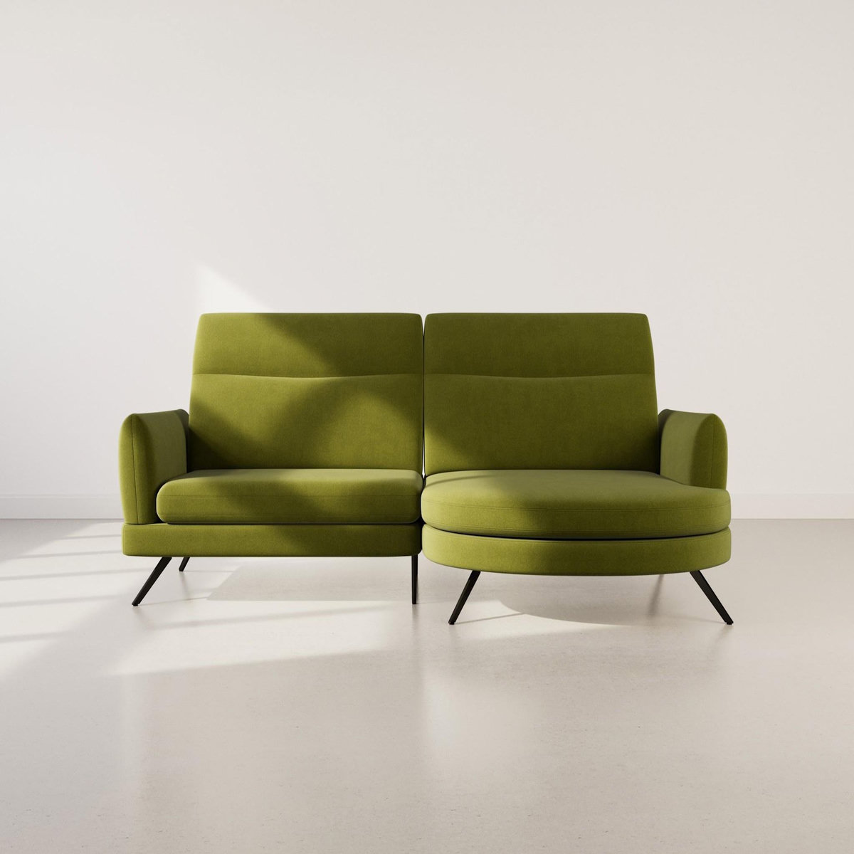 LISA DESIGN Terry - canapé d'angle droit 4 places avec têtières réglables en tissu texturé