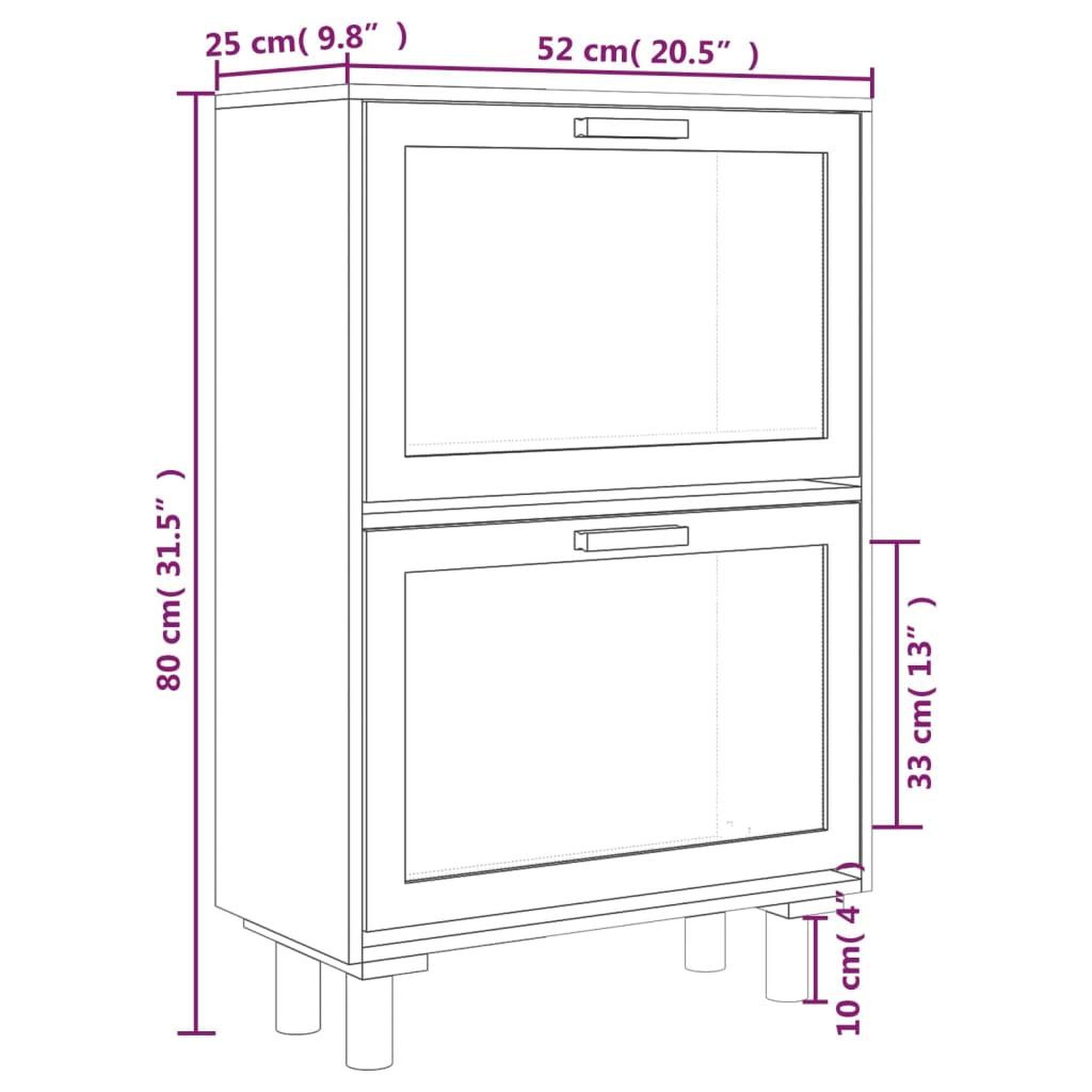 Voir la diapositive 6 : VIDAXL Armoire a chaussures Marron 52x25x80 cm Bois d'ingenierie/rotin