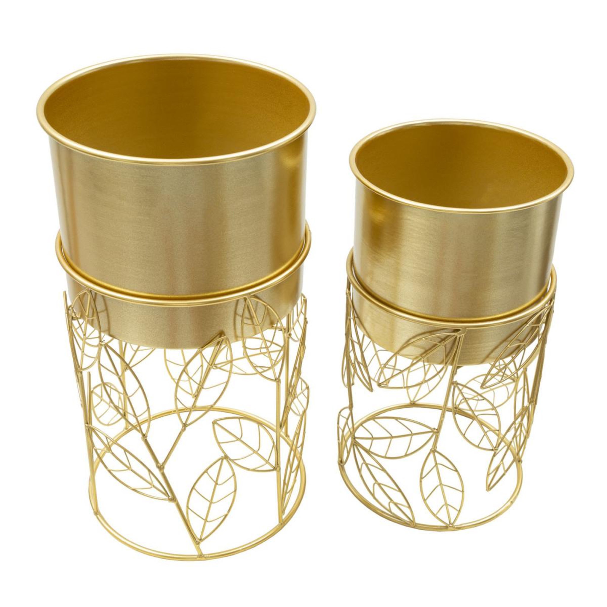 Voir la diapositive 2 : Paris Prix Lot de 2 cache-pots sur pied  livi  43cm or