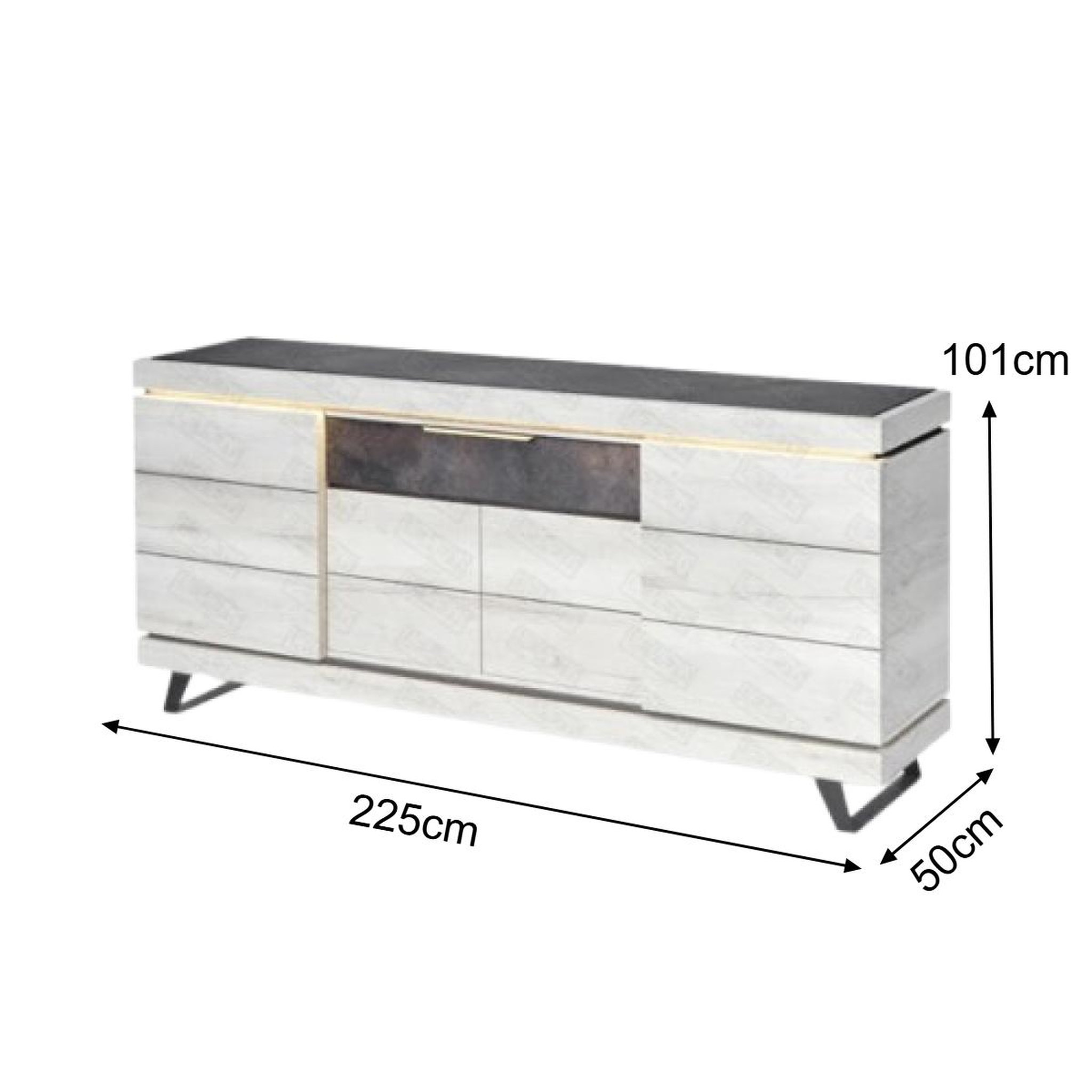 Voir la diapositive 5 : JLC KREATION Buffet contemporain chêne blanchi 4 portes 225cm gilda