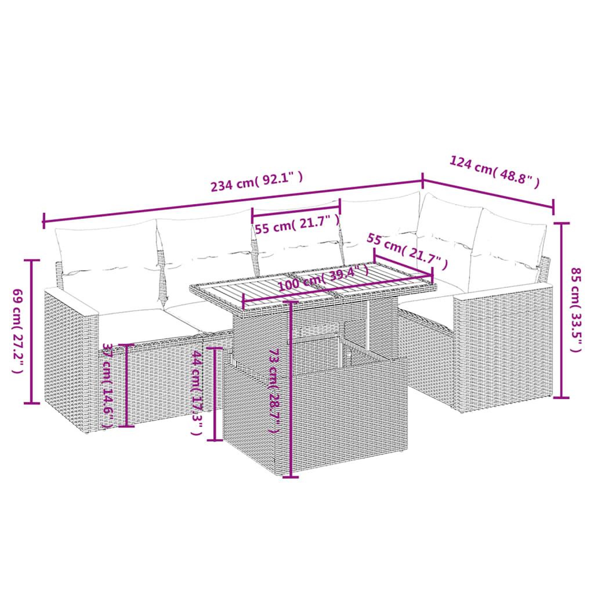 Voir la diapositive 3 : VIDAXL Salon de jardin 6 pcs avec coussins noir resine tressee